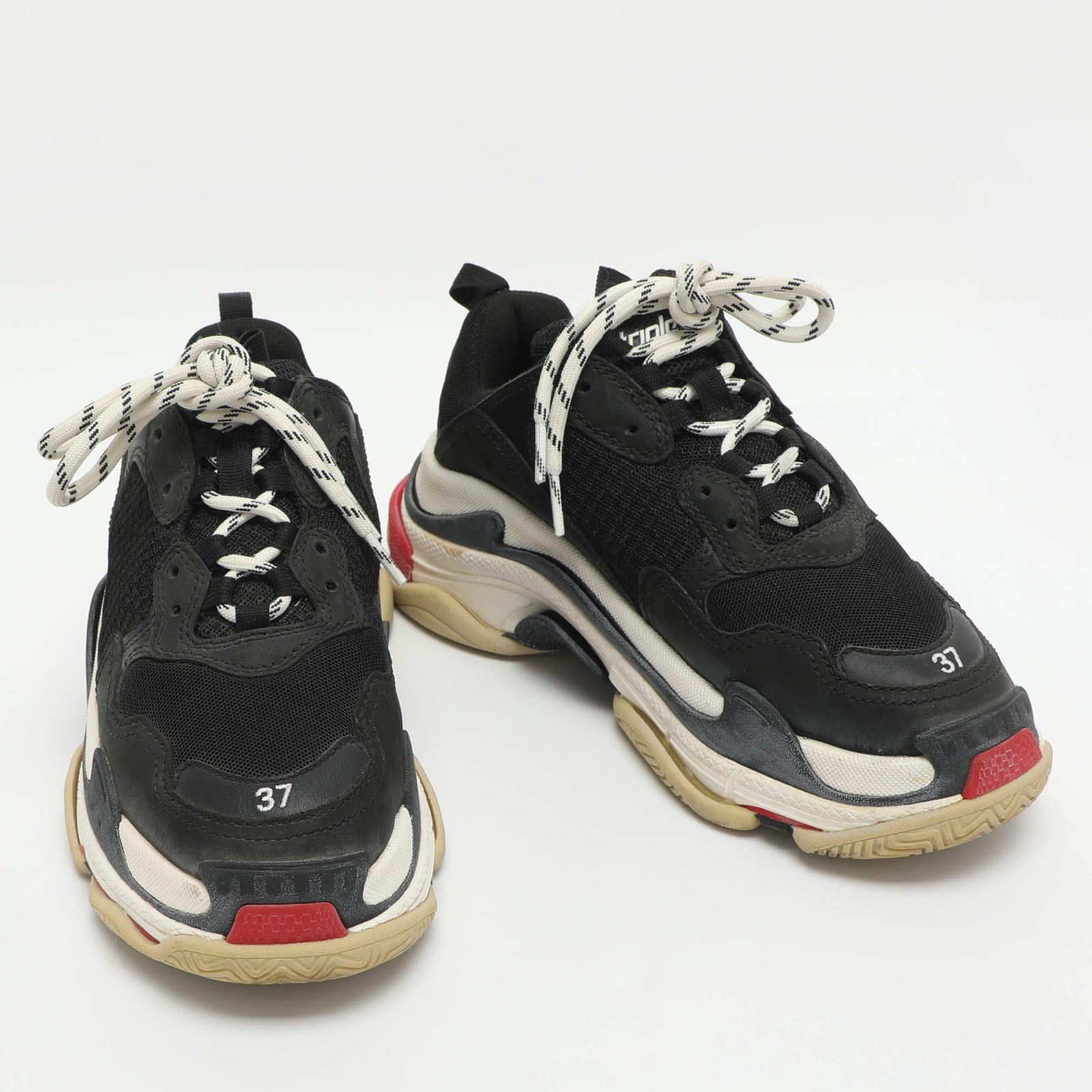 Balenciaga Triple S Size 37 Black Leather and Mesh Low Top Sneakers thumbnail 4