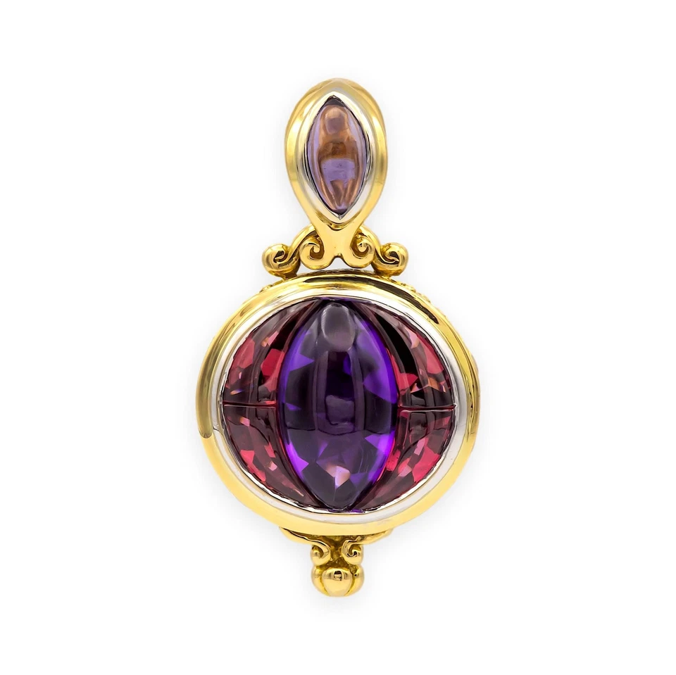 Colgante Batu Sari Vintage John Hardy Oro Amarillo y Blanco 18K Piedras Preciosas Amatista Foto 2 de 4
