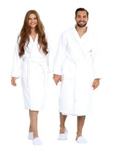 100 Cotton Terry Shawl Collar Bathrobe with Slippers   One Robe, Plush Spa R...
