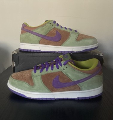 Nike Dunk Low Veneer Green Brown Purple Suede Low Top Men's Athletic Sneakers