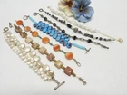 Semi Precious Stone, Art Glass & Pearl Bead Bracelet Lot, Fashion Jewelry Lot