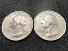 Lot of 2 - 1964 Washington Quarters - 90% Silver - Philadelphia - AU-Unc. Cond.