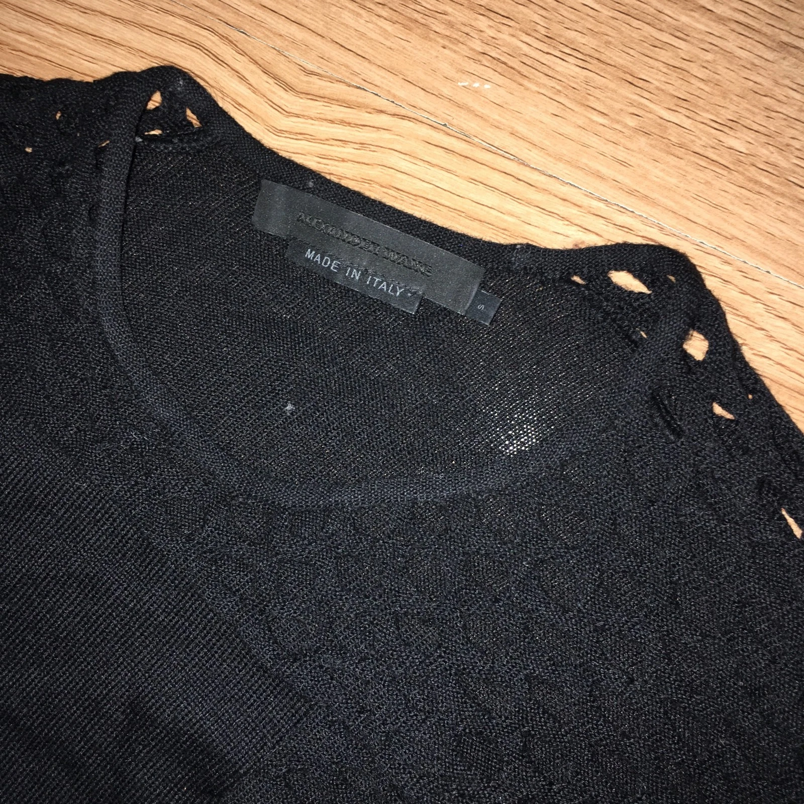 Abito body T by ALEXANDER WANG nero in maglia di lana con occhielli asimmetrici S