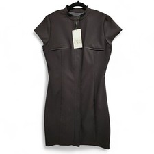 Zara Tailored Min Dress Womens XL Black Full Front Zip Stretch NEW w/ Tag READ