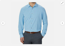 Calvin Klein MEN'S Cooling 4 Way Stretch SQUARE Shirt BLUE 15-15.5 34/35 NWT