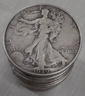 1939-D Walking Liberty Half Dollar Roll 20 Circulated 90% Silver Coins in Tube