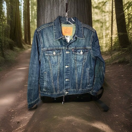 Levi Denim Trucker Jean Jacket Youth Girls Size L 12-13 Yrs Medium Wash Blue