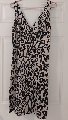 SUMMER DRESS LIGHT GRAY/GREY WITH BLACK ANIMAL GEOMETRIC PRINT ESPRIT COOL 