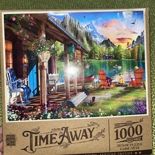 Master Pieces "Time Away" 1000 piece puzzle 27" X 19" Evening at the lake