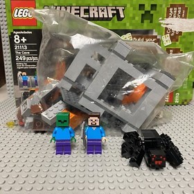 LEGO MINECRAFT 21113 The Cave INCOMPLETE W/ BOX, MINIFIGS & INSTRUCTIONS