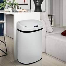 13 Gal/ 50 Liter Stainless Kitchen Trash Can w/ Lid Automatic Sensor Touch White