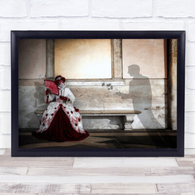 Ein Hauch von Romantik Venedig Karneval Maske Rose Schatten Fantasy Wandbild Druck