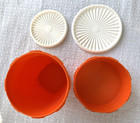 Vintage Tupperware Orange Canisters  #1222 10" tall 16 cup & #1204 — photo 3