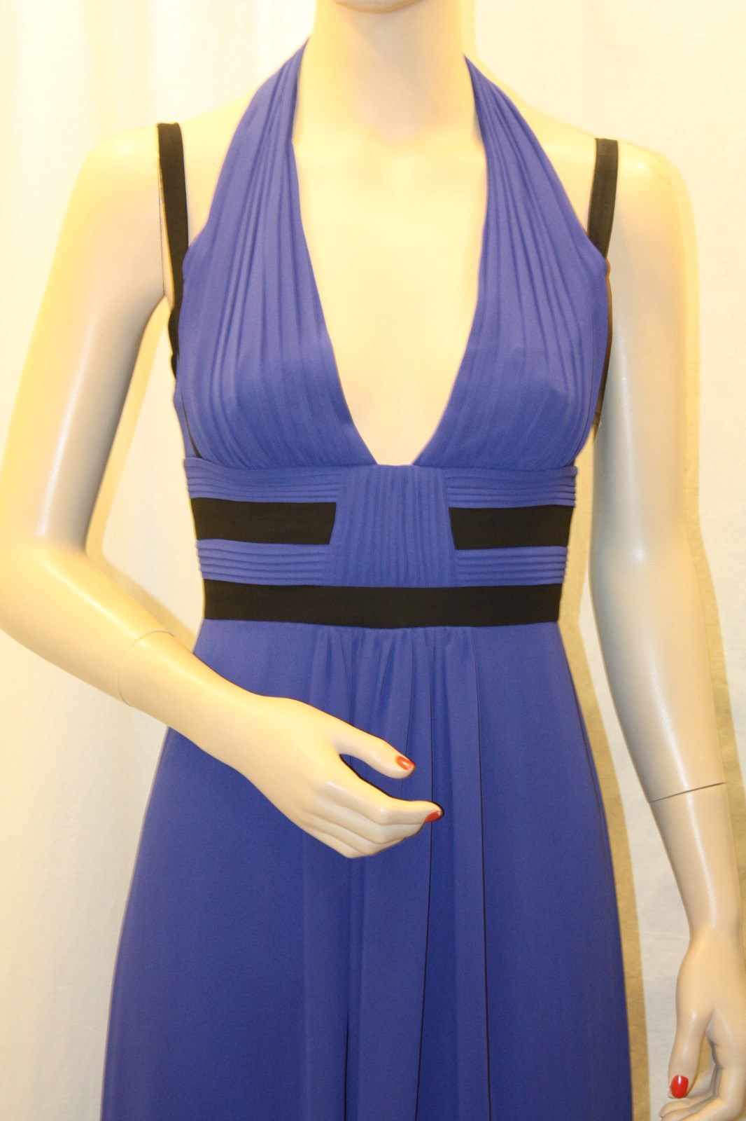 NEW BCBGMAXAZRIA ROYAL BLUE COMBO MARGARETTE HALTER DRESS JGK60G50/L406W SIZE 8 image 2