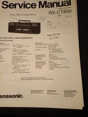 Panasonic RX-CT800ラジカセ Boombox Panasonic RX-CT800 Portable Stereo | Dual Cassette, 5-band