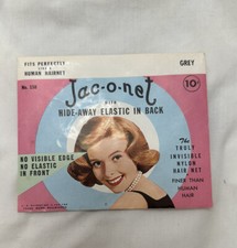 Elastic Hair Net Pkg of Jac-o-net 158 Grey VTG NWOT