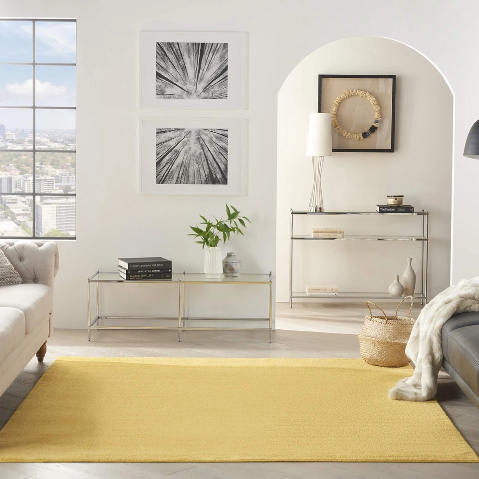 Nourison Essentials Indoor/Outdoor Yellow 7' x Square Area-Rug Easy-Cleaning Non - Image 3 of 4