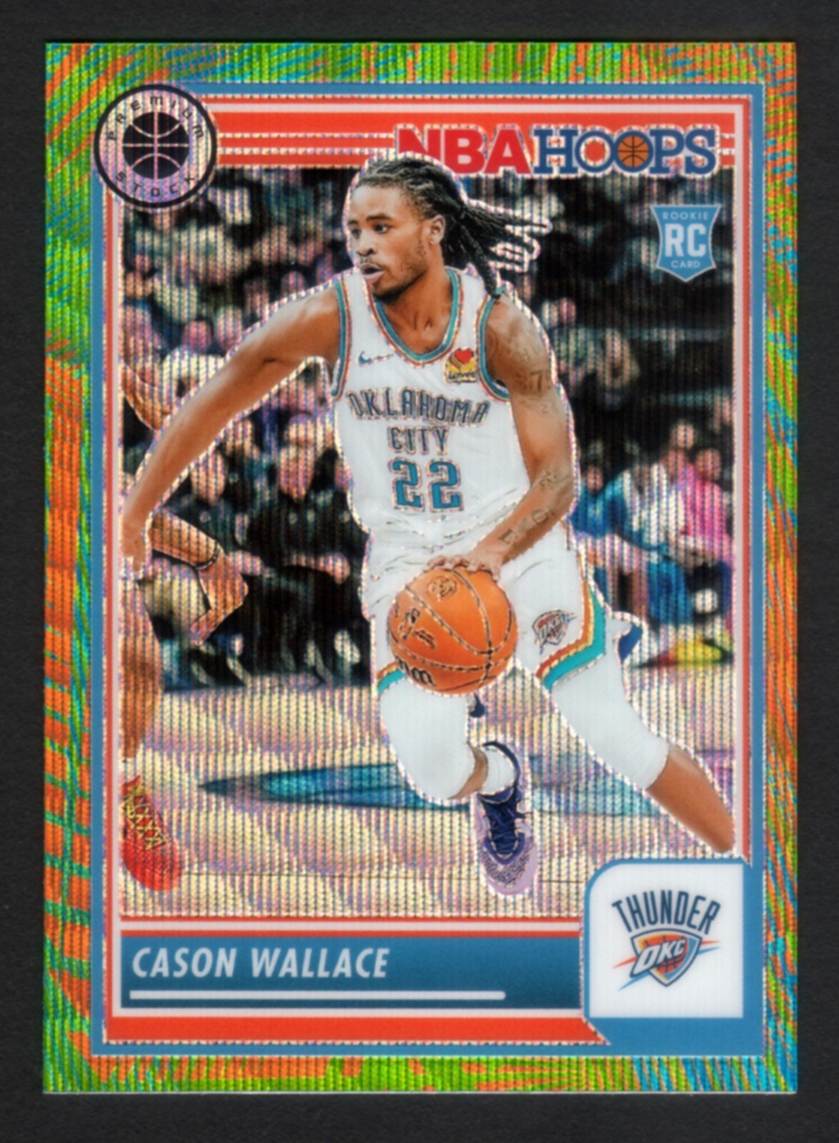 2023-24 Hoops Premium Stock ~ CASON WALLACE RC ~ Multi Wave Prizm SP ~ Card #76