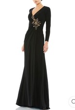 Mac Duggal 67848 Long Sleeve Black Evening Gown Size 6