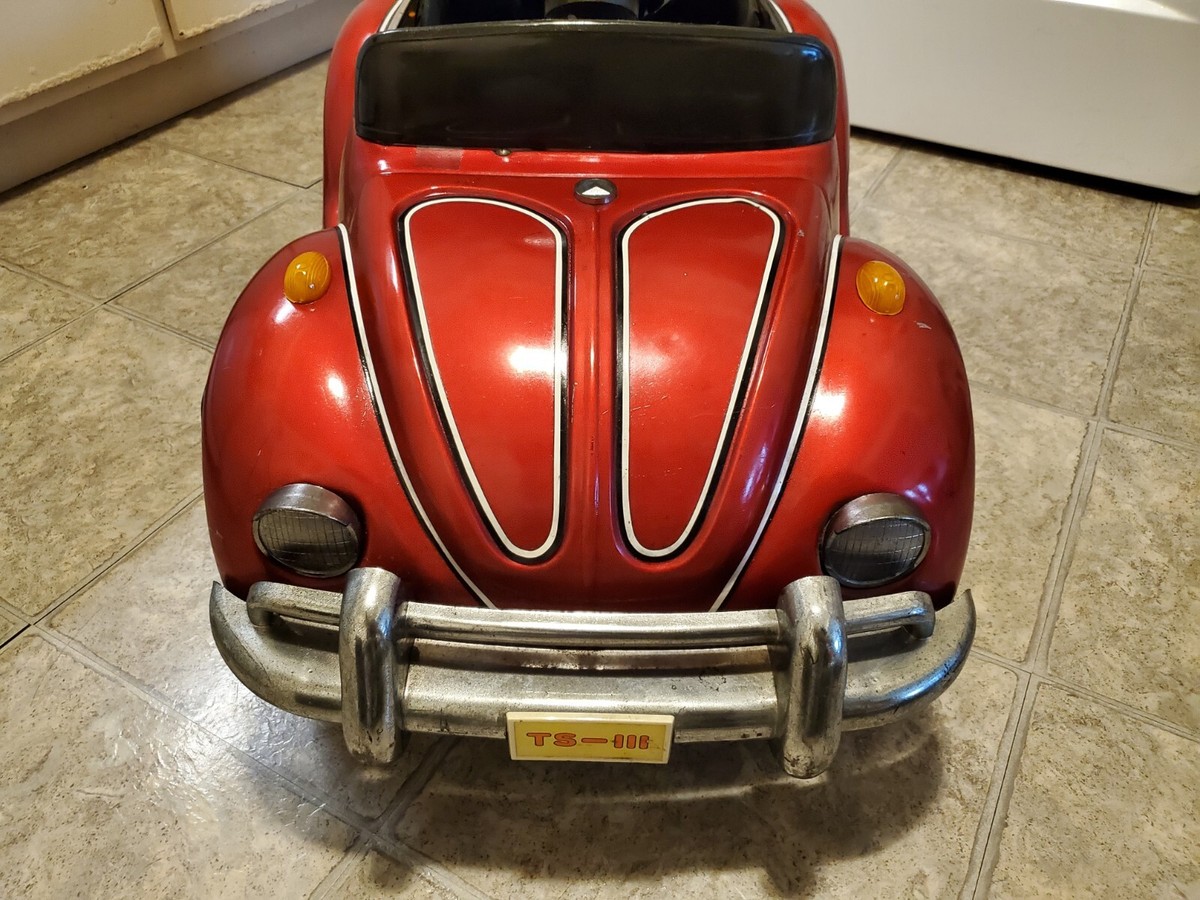 VW Red Beetle Junior Sportster Metal 6v Electric Pedal Car