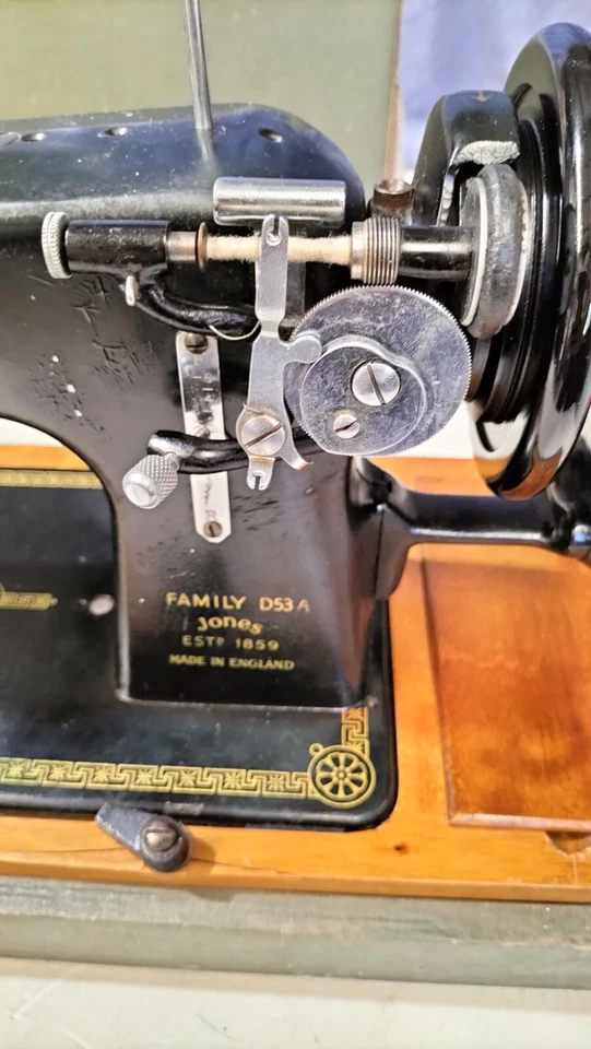 Antique Sewing Machine Scarce Jones Hand Crank D53 Jones -untested unrestored AF - image 3 of 4