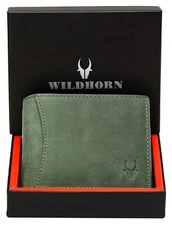 NEW Moss Green Hunter Leather Men's Wallet Bifold RFID Blocking Premium Quality