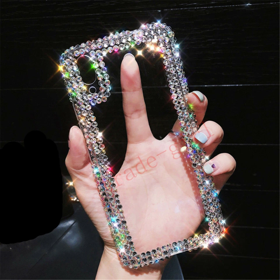 Luxury Bling Glitter Ring Stand Diamond Lanyard Case Crystal Clear Back Cover - Image 3 of 4