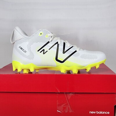 Size 5 Big Kids - New Balance FreezeLX v4 Jr - Lacrosse Cleats - White / Yellow