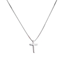 Small Plain & Simple Cross Pendant 18" Necklace Fine Sterling Silver Plated A1