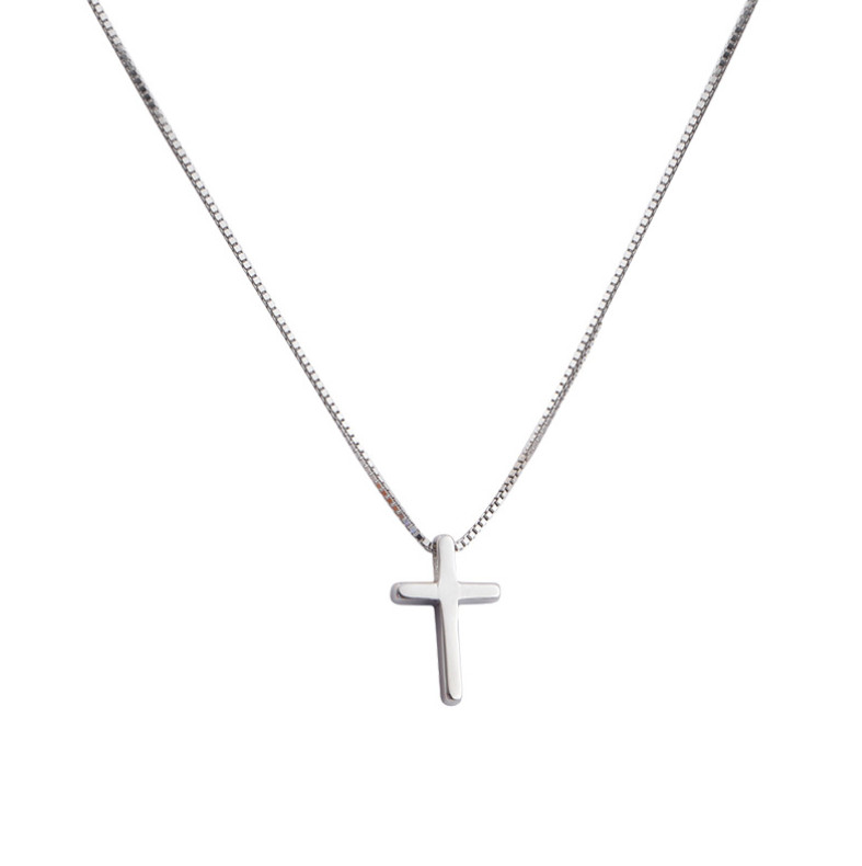 Small Plain & Simple Cross Pendant 18" Necklace Fine Sterling Silver Plated A1