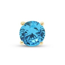 14K Yellow Gold Plated 1Ct Blue Simulated Diamond Men's Single Stud Mens Earring