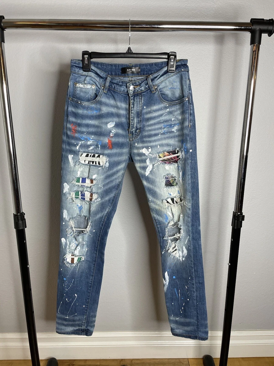 Amiri Distressed Paint Splattered Jeans