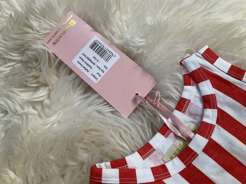 Hugo Loves Tiki Mameluco con Volantes 6-12 Meses Rojo/Blanco Bastón de Caramelo Navidad Foto 4 de 4