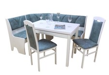 Truheneckbankgruppe weiß / Mikrofaser blau Eckbankgruppe Eckbankgarnitur