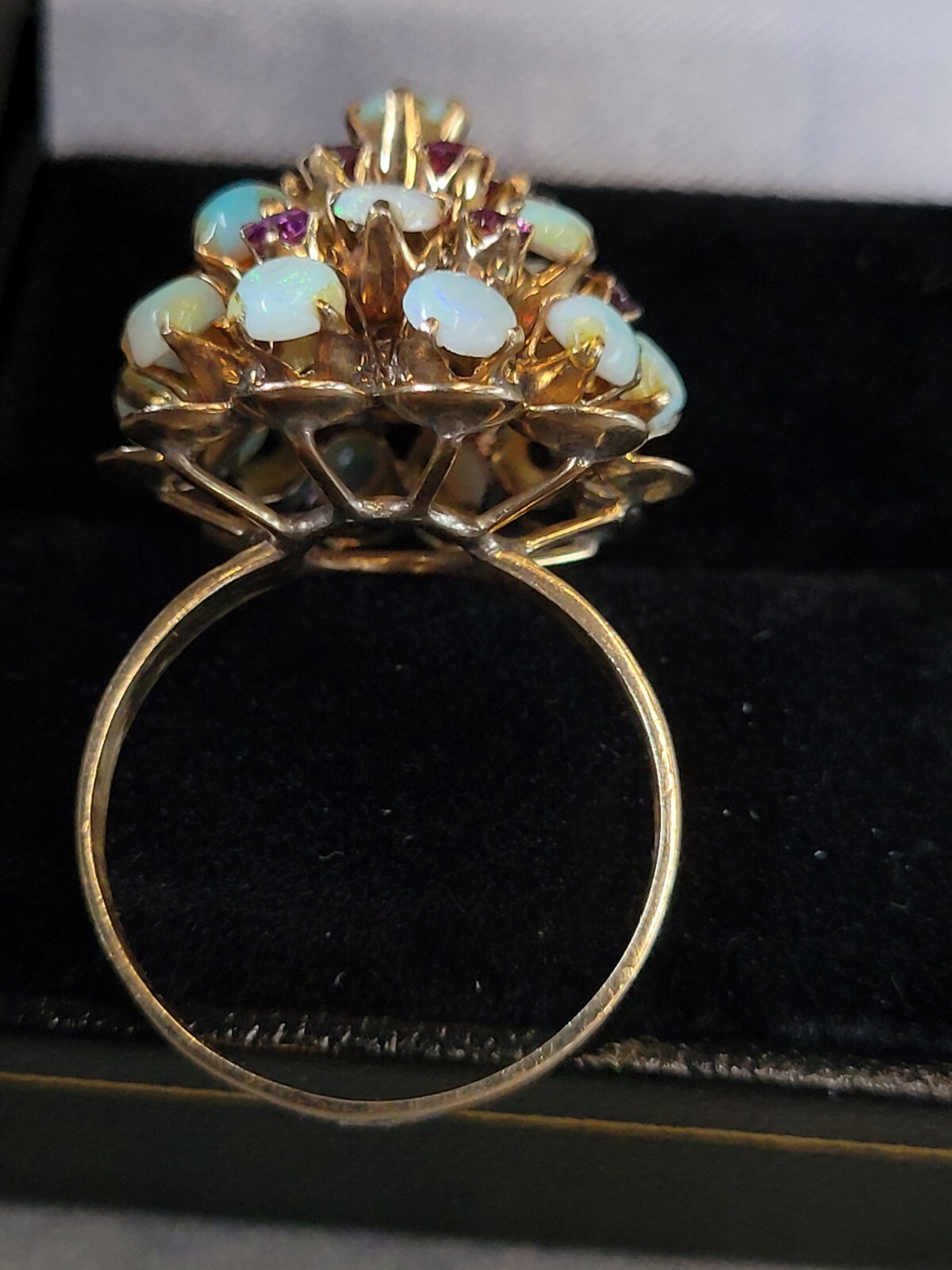 Opal Ruby Statement Ring Size 9.25 Cluster Cockta… - image 6
