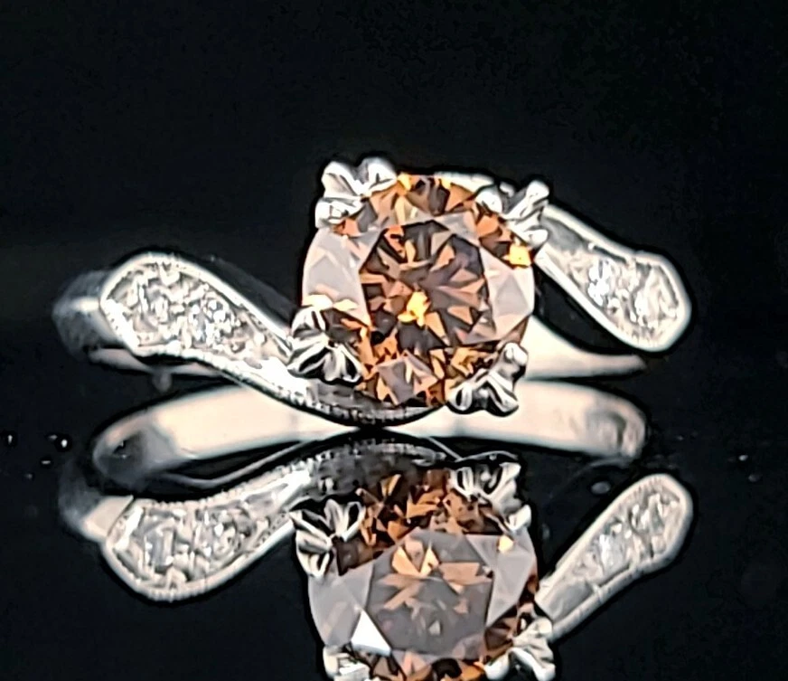 Champagne diamond ring vintage outlet