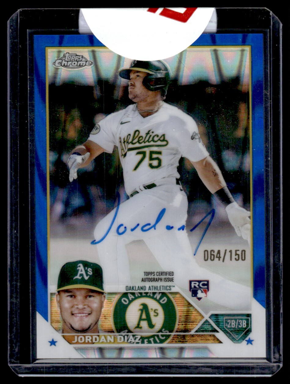 JORDAN DIAZ 2023 TOPPS CHROME ROOKIE AUTOGRAPHS BLUE REFRACTOR AUTO 064/150