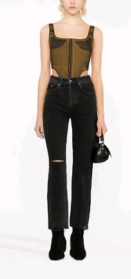 KSUBI Jeans Womens Size 30 Brooklyn Shadow Trashed Black Straight Leg Distressed