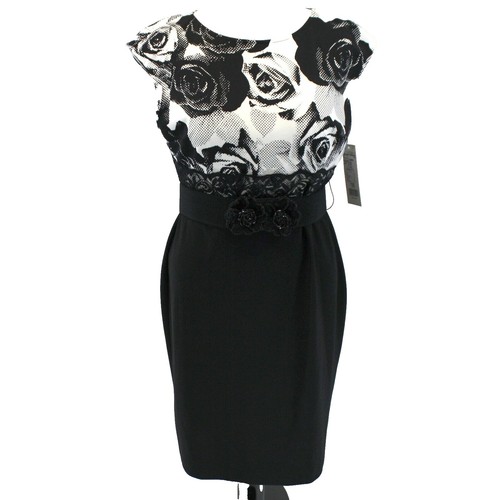 Joseph Ribkoff V-Neck Chiffon Overlay Sheath Dress Black | eBay