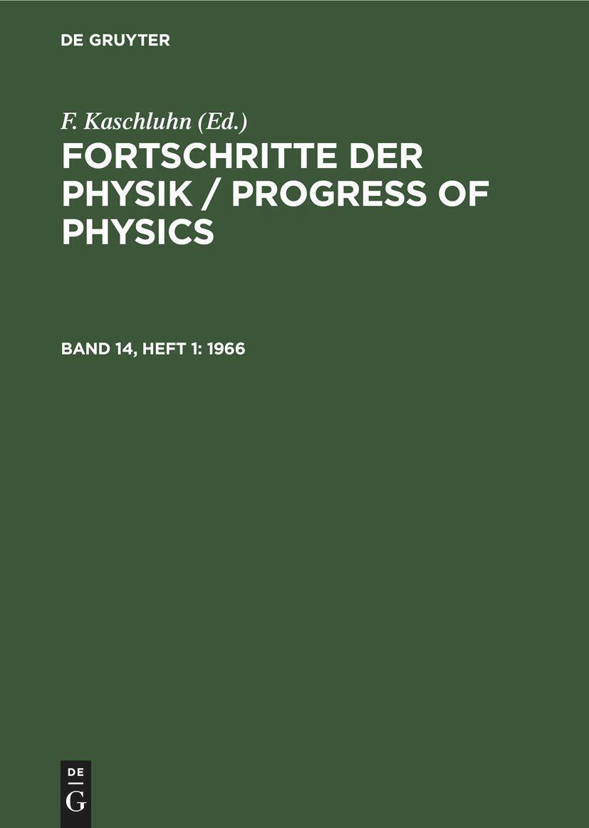 F. Kaschluhn (u. A.) | 1966 | Buch | Deutsch | Hc Runder Rücken