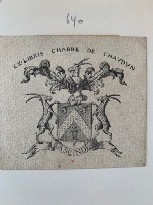 Exlibris CHABRE von CHAUDUN (Bruno), 52 x 55 mm, 19. Jh.