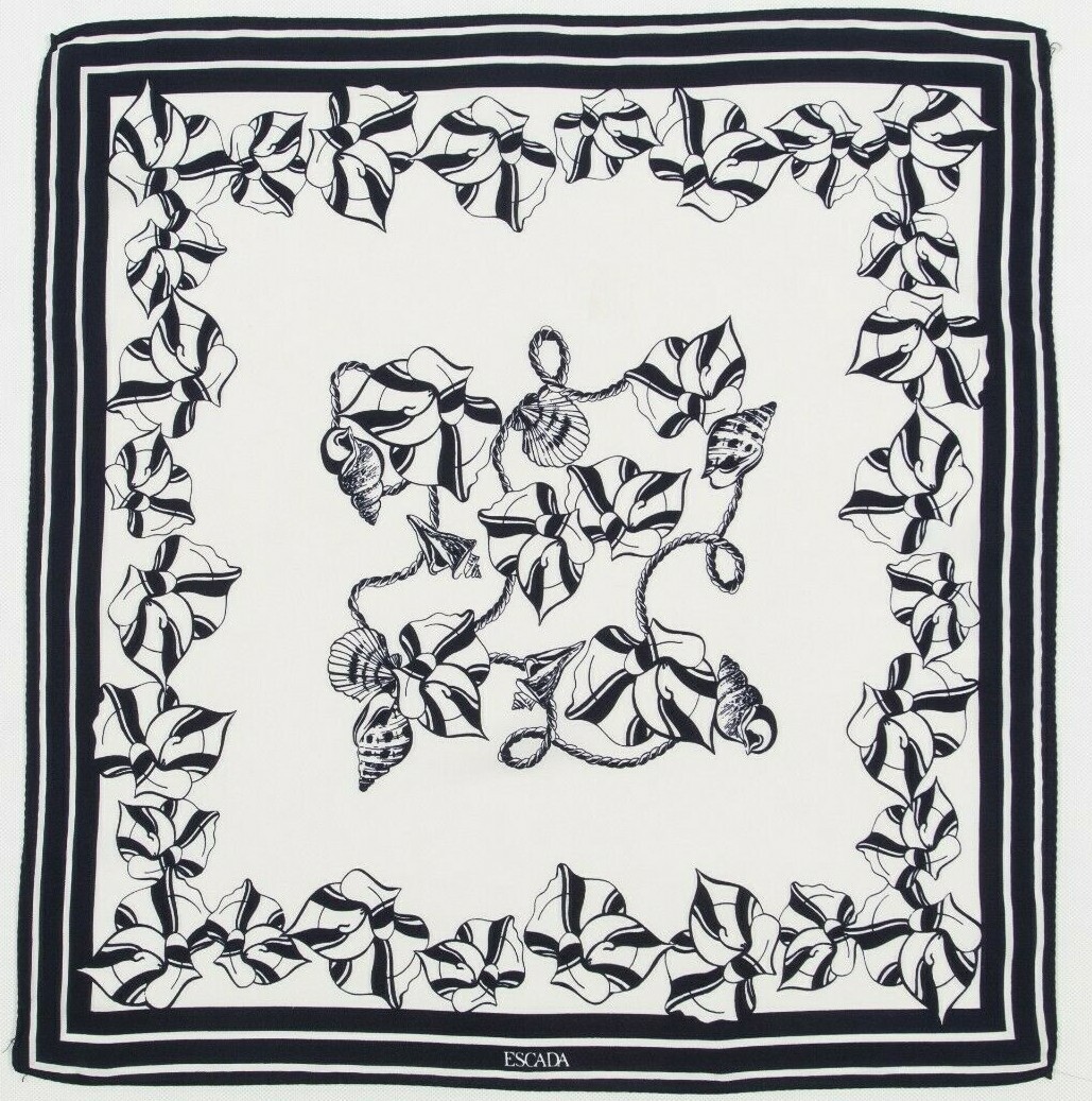 Foulard Carré Escada En Soie 100% Authentique - Motif Géométrique Multicolore - Occasion