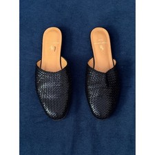 Ralph Lauren Vintage Black Leather Woven Mule Size 6 1/2 B