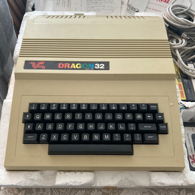 DRAGON 32 COMPUTER, MANUAL, SOFTWARE TAPES  - NO JOYSTICK