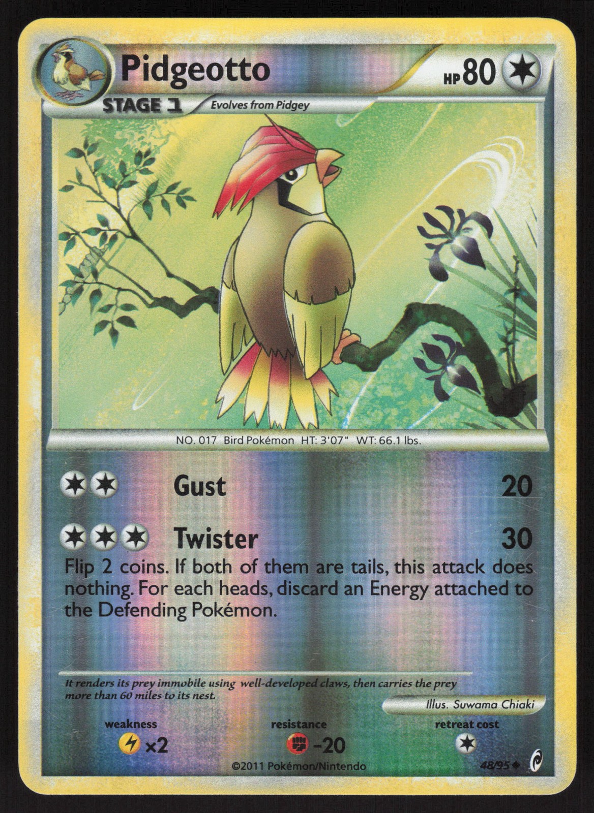 Pidgeotto 48/95 Reverse Holo Uncommon Call of Legends LP