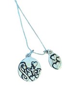 One Sister One Hearts Charms Sterling Silver Necklace