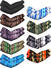 9 Pairs Unisex UV Protection Sleeves Arm Cooling Ice Silk Arm Cover Sleeves Cam