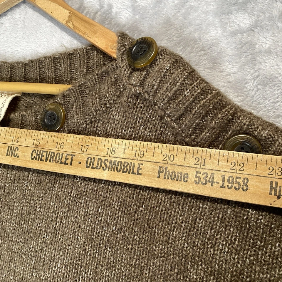 Anthropologie Kenji Wool Mohair Sweater Womens L Brown Crop Boho Minimalist Lux - Image 4 of 4