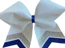 Glitter Cheer bow With Silver/Royal Blue Tails