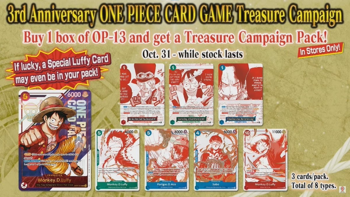 One Piece 3rd Anniversary Treasure Campaign Promo Pack ENGLISH [12